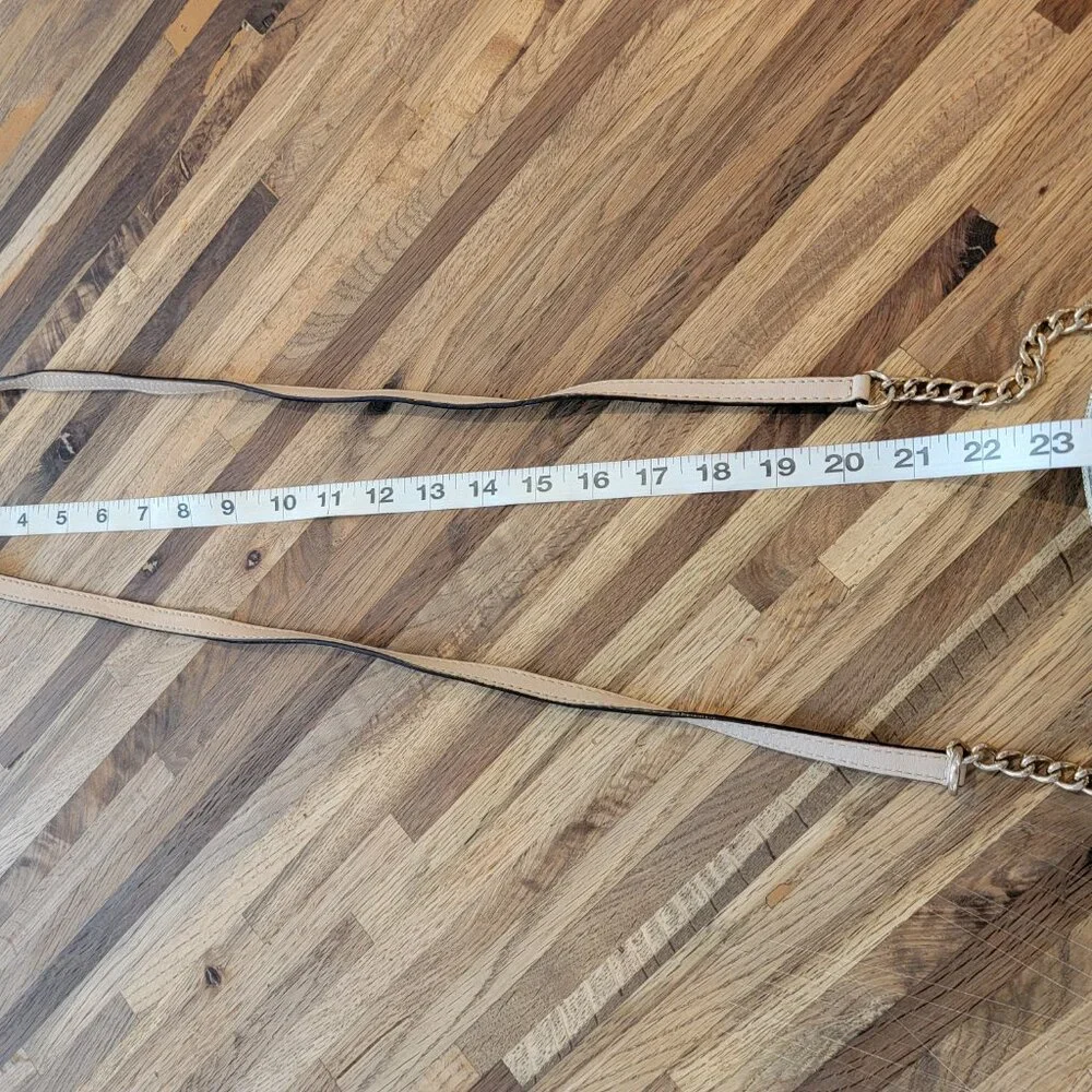 Michael Kors Jet Set Travel Signature Logo Canvas Small Crossbody Vanilla/Acorn - Picture 11 of 16